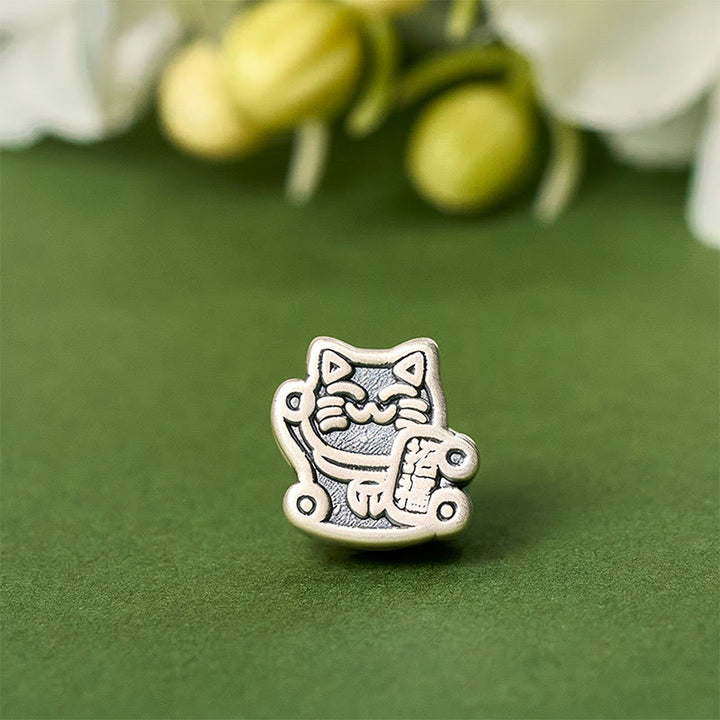 Buddha Stones 999 Sterling Silver Fortune Cat 925 Sterling Silver Chain Protection Bracelet - image 7