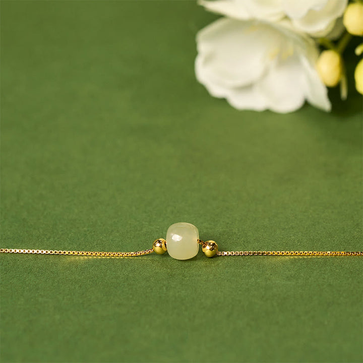 Buddha Stones 925 Sterling Silver Natural Jade Bead Abundance Chain Bracelet - image 15