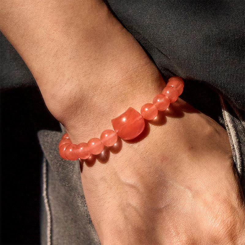 Buddha Stones Lovely Cat Head Red Agate Spiritual Beads Bracelet - image 6
