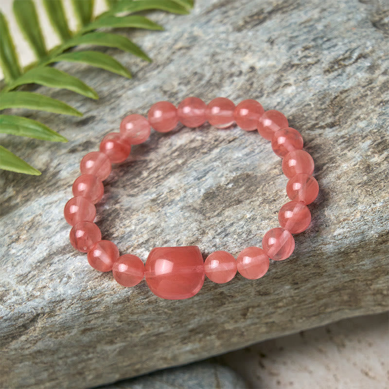 Buddha Stones Lovely Cat Head Red Agate Spiritual Beads Bracelet - image 5