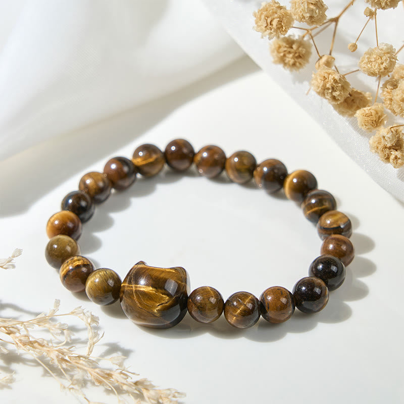 Buddha Stones Cute Cat Tiger Eye Power Beads Bracelet - image 3