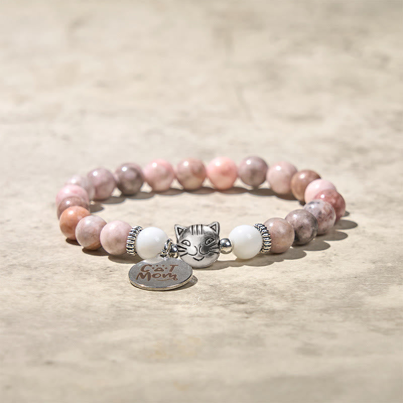 Buddha Stones Cat Head Design Zebra Jasper Protection Bracelet - image 2