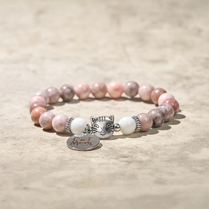 Buddha Stones Cat Head Design Zebra Jasper Protection Bracelet - image 2