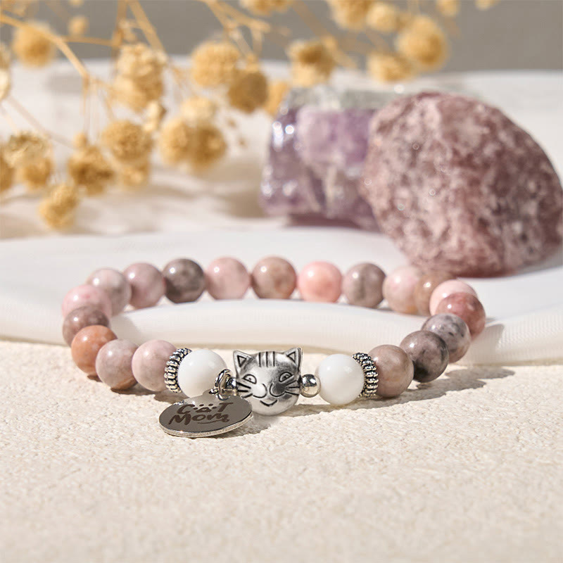 Buddha Stones Cat Head Design Zebra Jasper Protection Bracelet - image 1