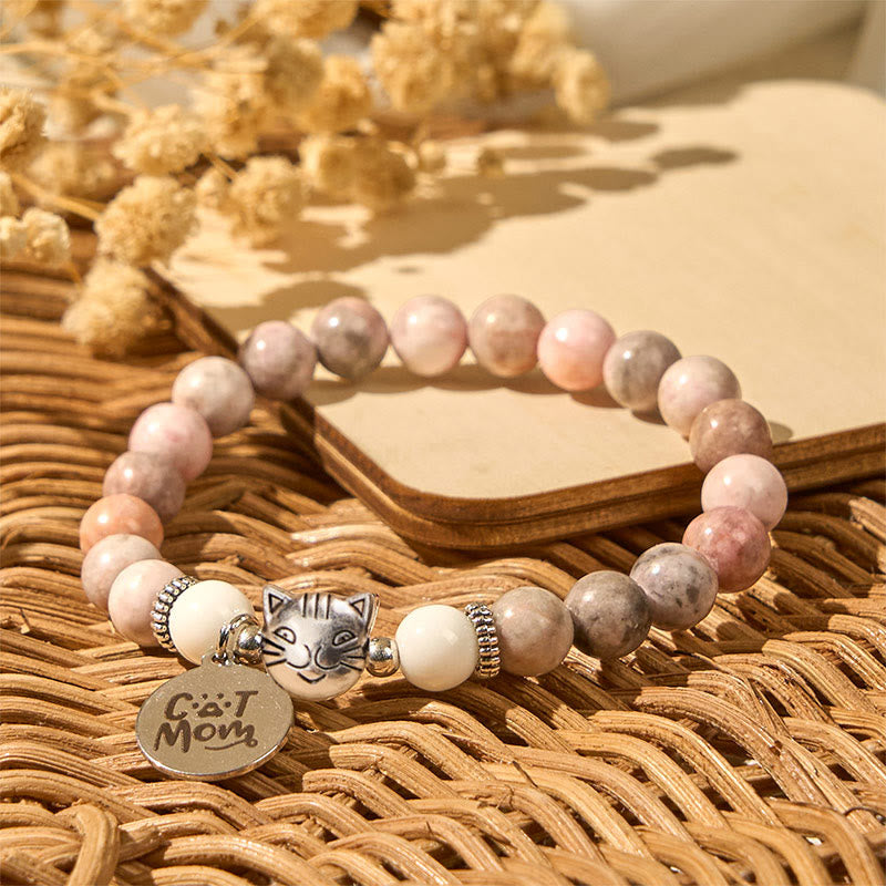 Buddha Stones Cat Head Design Zebra Jasper Protection Bracelet - image 4