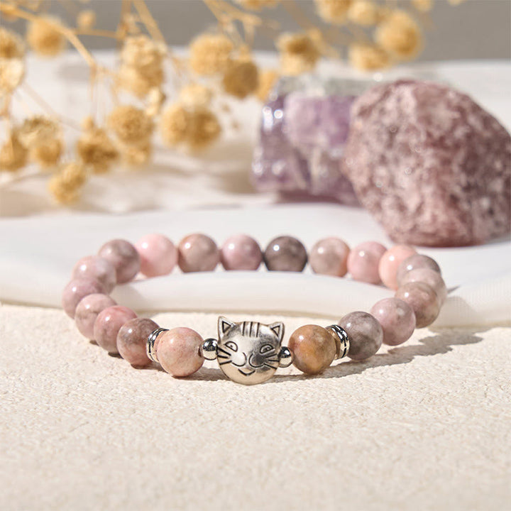 Buddha Stones 8mm Cat Design Zebra Jasper Protection Bracelet - image 3