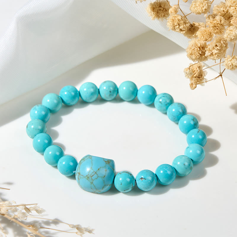 Buddha Stones Natural Cat Turquoise Strength Beads Bracelet - image 1