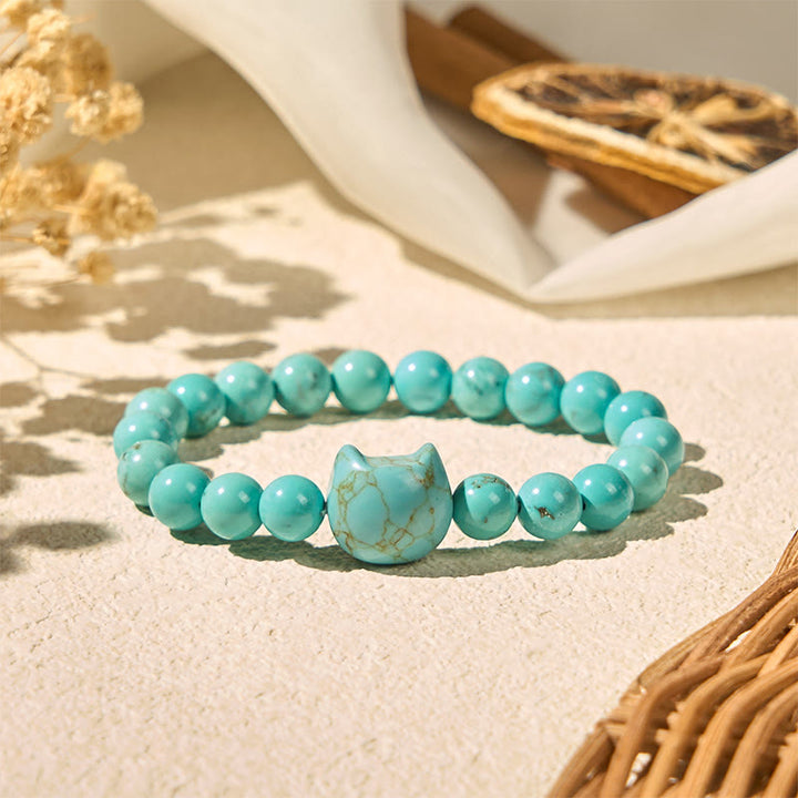 Buddha Stones Natural Cat Turquoise Strength Beads Bracelet - image 5