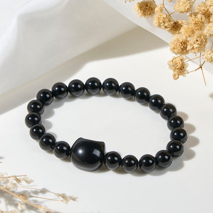 Buddha Stones Black Cat Natural Black Onyx Protection Bracelet - image 4