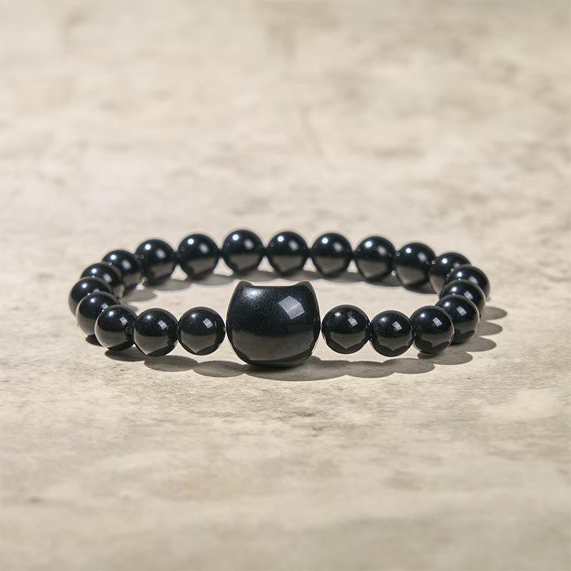 Buddha Stones Black Cat Natural Black Onyx Protection Bracelet - image 8