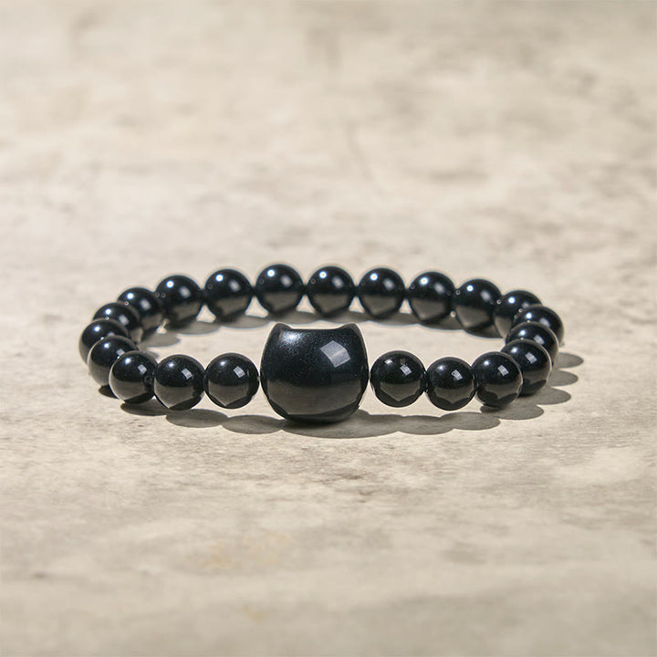 Buddha Stones Black Cat Natural Black Onyx Protection Bracelet - image 8