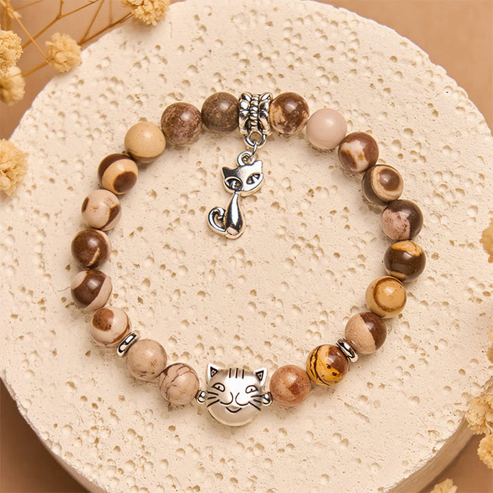 Buddha Stones Zebra Jasper Agate Bead Positive Bracelet - Zebra Jasper(Wrist Circumference 15-16cm) - image 0