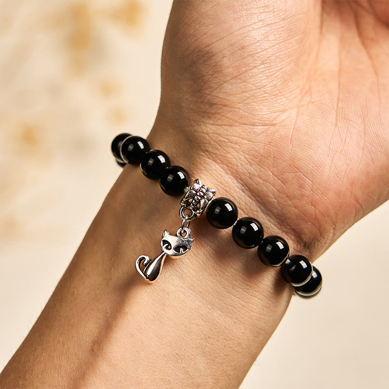 Buddha Stones Black Cat Natural Black Onyx Kitten Support Bracelet - image 4