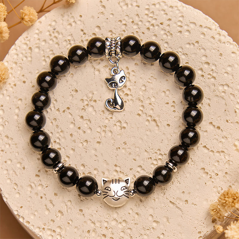 Buddha Stones Black Cat Natural Black Onyx Kitten Support Bracelet - image 2