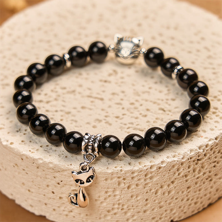 Buddha Stones Black Cat Natural Black Onyx Kitten Support Bracelet - image 3