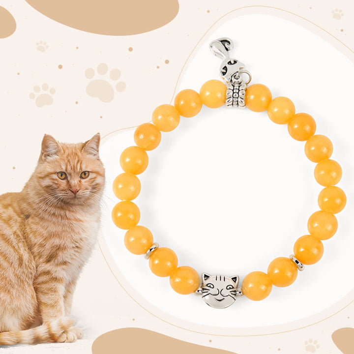 Buddha Stones Orange Tabby Cat Yellow Chalcedony Positivity Bracelet - Orange Tabby Cat(Wrist Circumference 15-16cm) - image 0