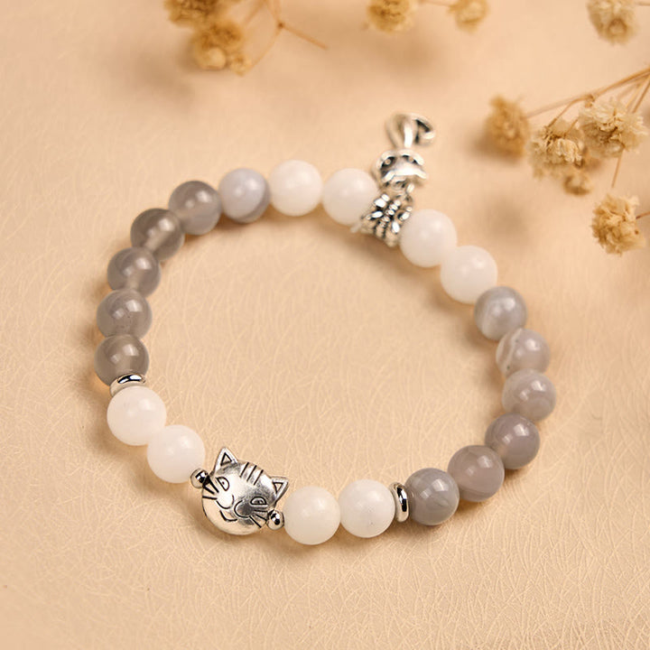 Buddha Stones Ragdoll Cat Gray Striped Agate Chalcedony Support Bracelet - image 3