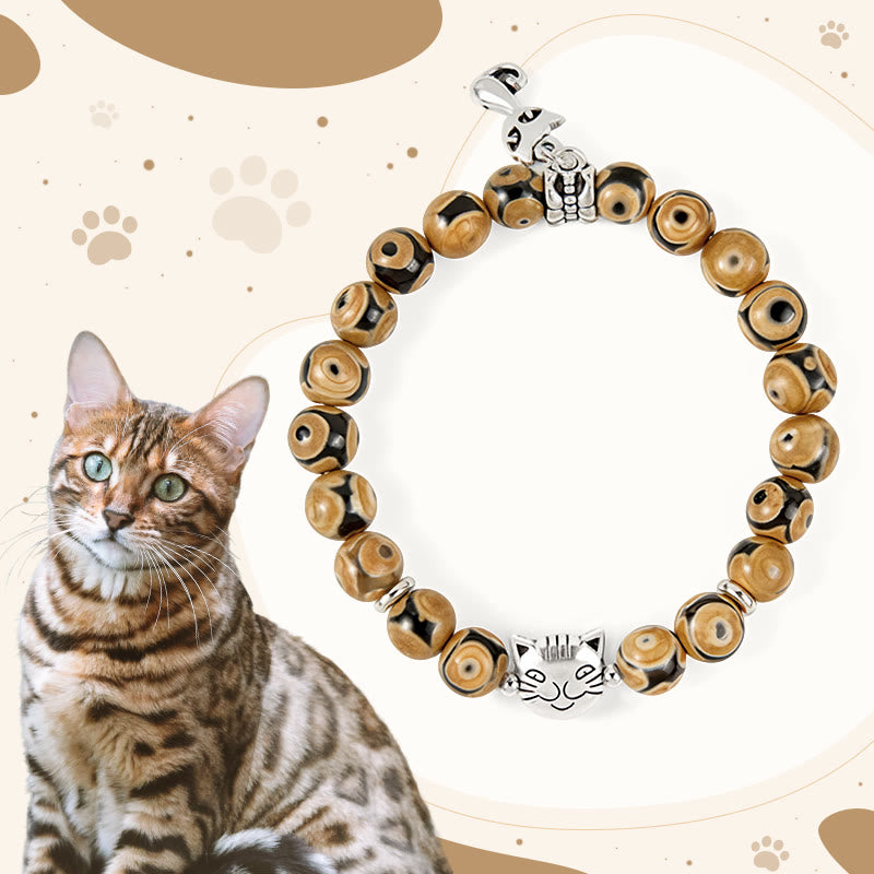 Buddha Stones Bengal Cat Natural Agate Stone Inner Strength Bracelet - Bengal Cat(Wrist Circumference 15-16cm) - image 0
