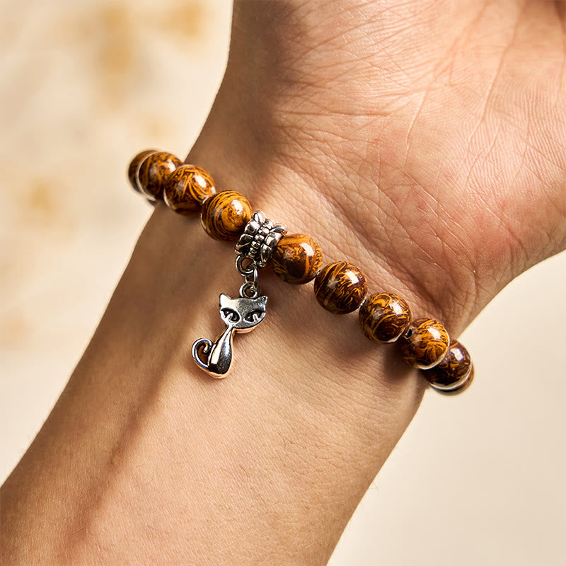 Buddha Stones Natural Stone Kitten Cat Head Protection Bracelet - image 3