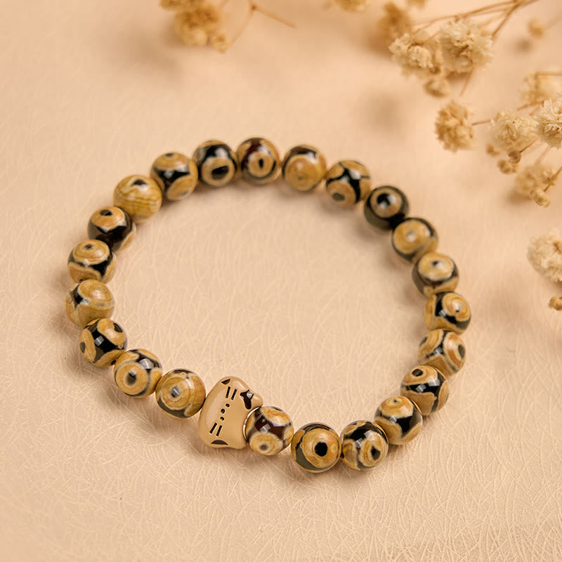 Buddha Stones Bengal Cat Natural Agate Stone Kitten Head Graceful Bracelet - image 1