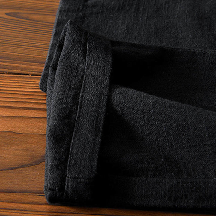 Buddha Stones Casual Solid Color Simple Design Drawstring Ramie Linen Men's Pants With Pockets - image 16