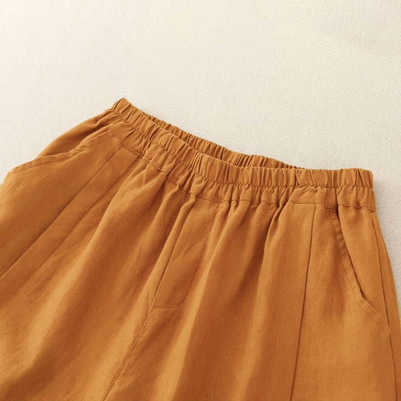 Buddha Stones Casual Solid Color Women's Cotton Shorts With Pockets - image 1