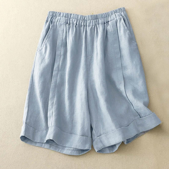 Buddha Stones Casual Solid Color Women's Cotton Shorts With Pockets - PowderBlue - US12，UK/AU16，EU44 (4XL) - image 19