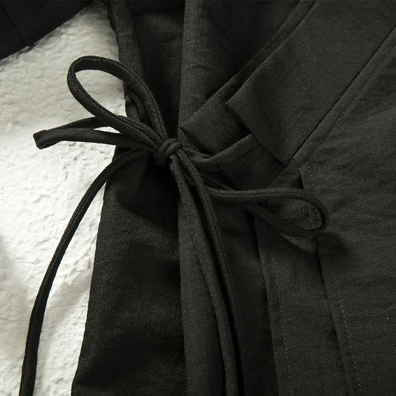 Buddha Stones Lace-Up Design Open Front Jacket Men's Long Sleeve Kimono - image 3