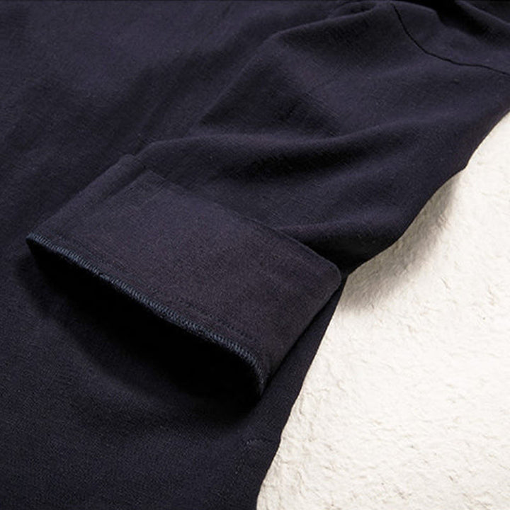 Buddha Stones Men's Plain Design Open Front Jacket Cotton Linen Long Sleeve Kimono - image 6