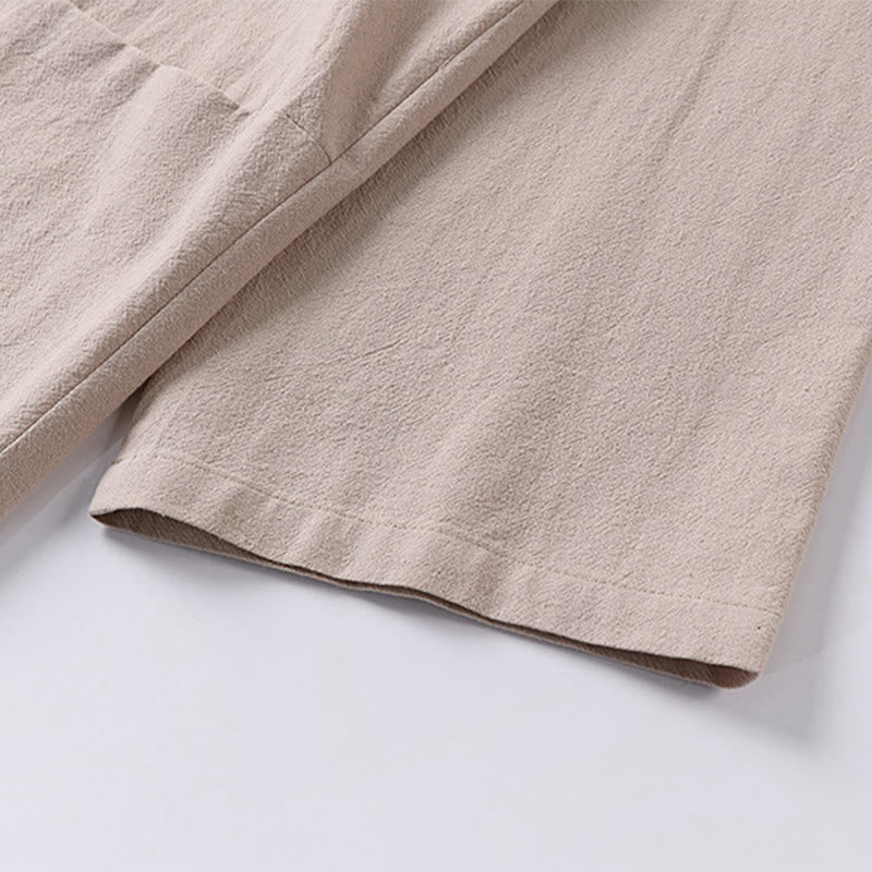 Buddha Stones Long Sleeve Buttons Design Men's Open Front Cotton Linen Jacket Kimono With Pockets - image 12