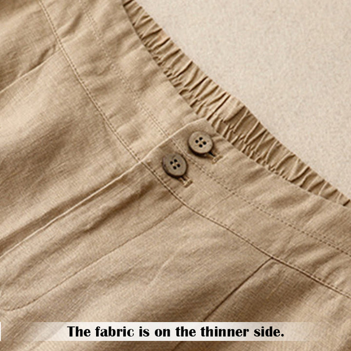 Buddha Stones Summer Casual Simple Zipper Design Linen Women's Wide Leg Pants With Pockets - image 38