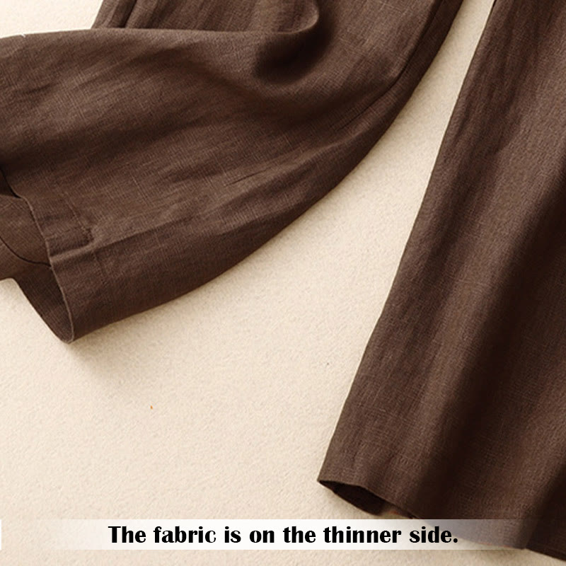 Buddha Stones Summer Casual Simple Zipper Design Women's Wide Leg Pants With Pockets - image 65