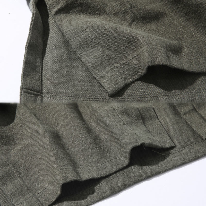 Buddha Stones Plain Simple Design Open Front Cotton Linen Men's Long Sleeve Jacket Kimono - image 9