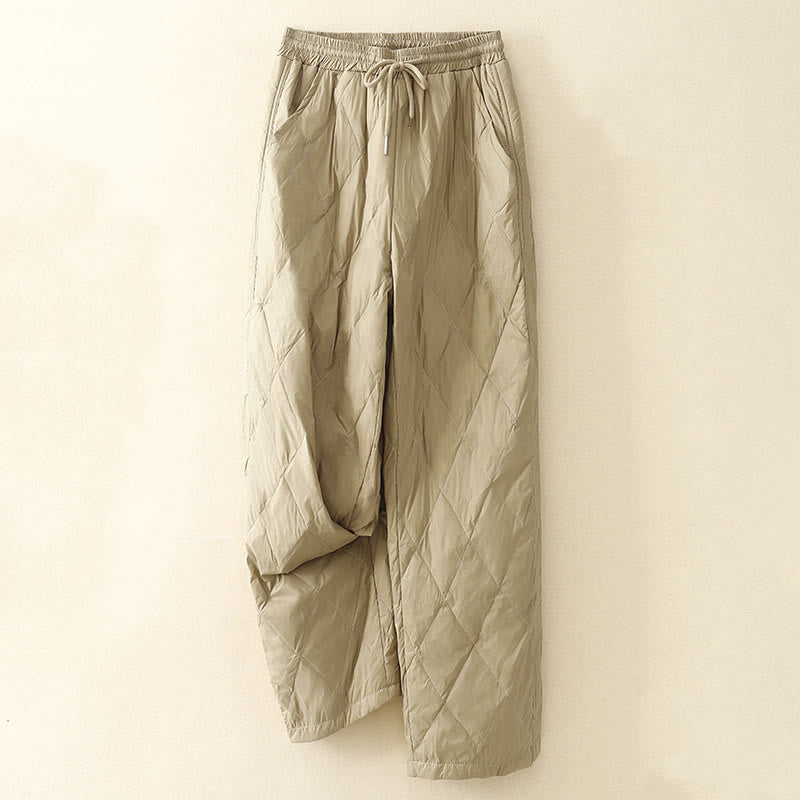 Buddha Stones Casual High Waist Drawstring Design Women's Wide Leg Cotton Pants With Pockets - PaleGoldenrod - US8-10，UK/AU12-14，EU40-42 (2XL) - image 0