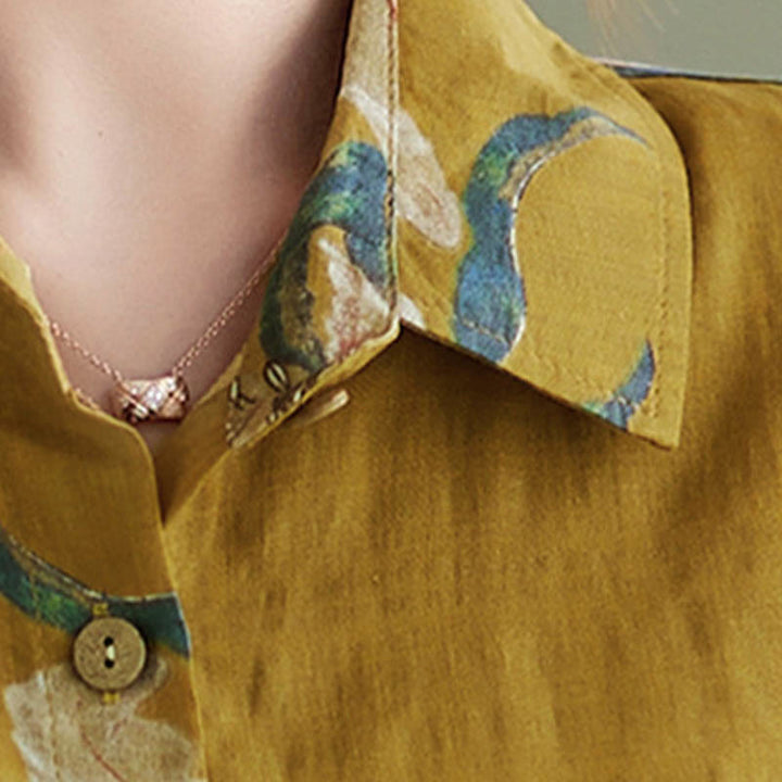 Buddha Stones Literary Artistic Flower Print Cotton Clothing - image 4