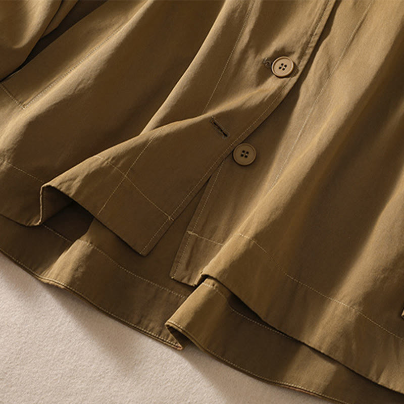 Buddha Stones Pure Color Hooded Women's Long Sleeve Cotton Jacket With Pockets - image 4