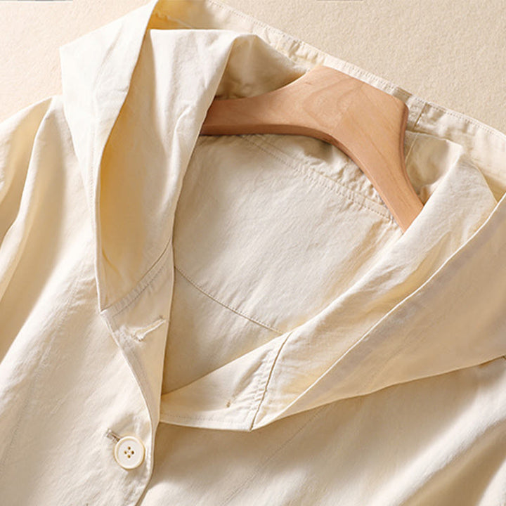 Buddha Stones Pure Color Hooded Women's Long Sleeve Cotton Jacket With Pockets - image 8