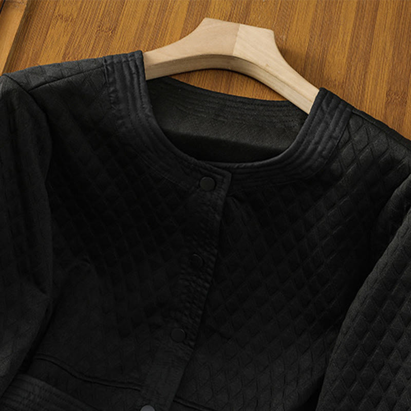 Buddha Stones Retro Plain Women's Cotton Long Sleeve Jacket With Pockets - image 18