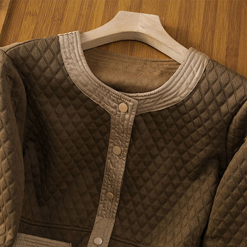 Buddha Stones Retro Plain Women's Cotton Long Sleeve Jacket With Pockets - image 30