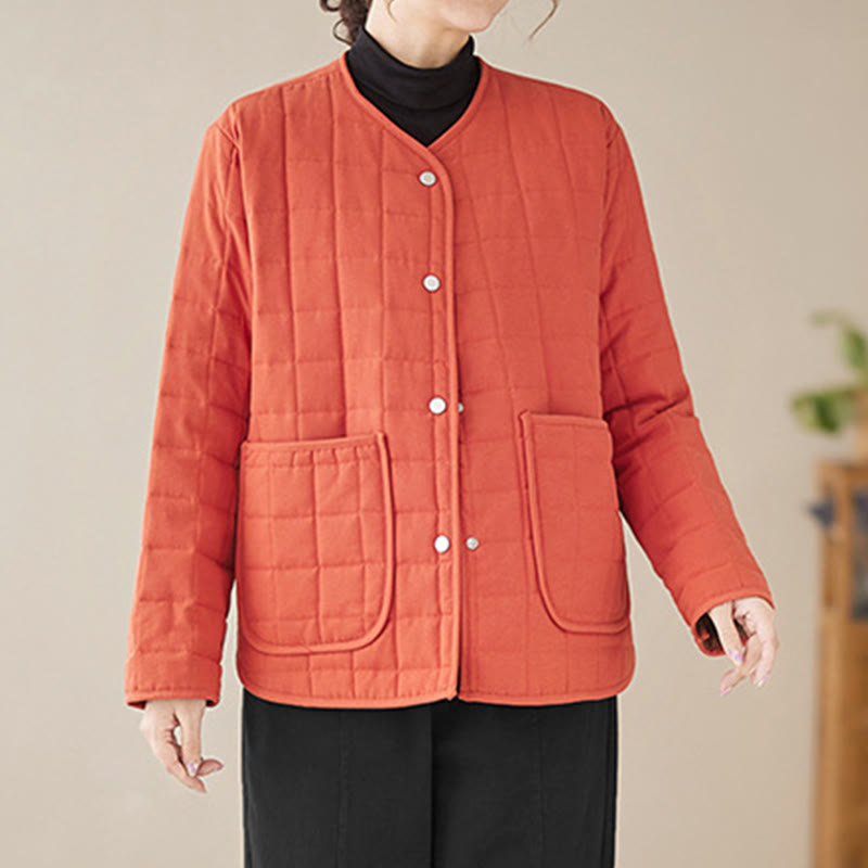 Buddha Stones Retro Plain Women's Thick Cotton Long Sleeve Coat Jacket With Pockets - image 10