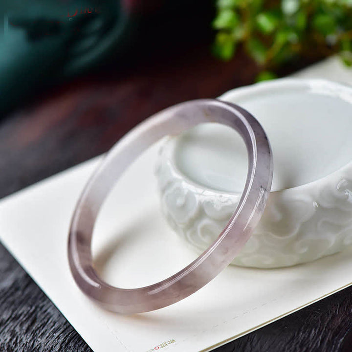 Buddha Stones Purple Golden Silk Jade Wealth Bracelet Bangle - 62-64mm - image 0