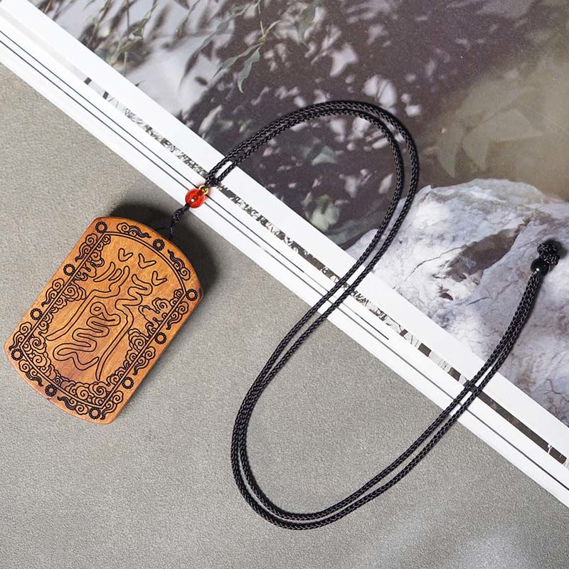 Buddha Stones Lightning Struck Jujube Wood Dragon Yin Yang Bagua Protection Necklace Pendant - image 2