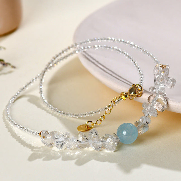 Buddha Stones Irregular White Crystal Aquamarine Bead Healing Necklace Pendant - image 8