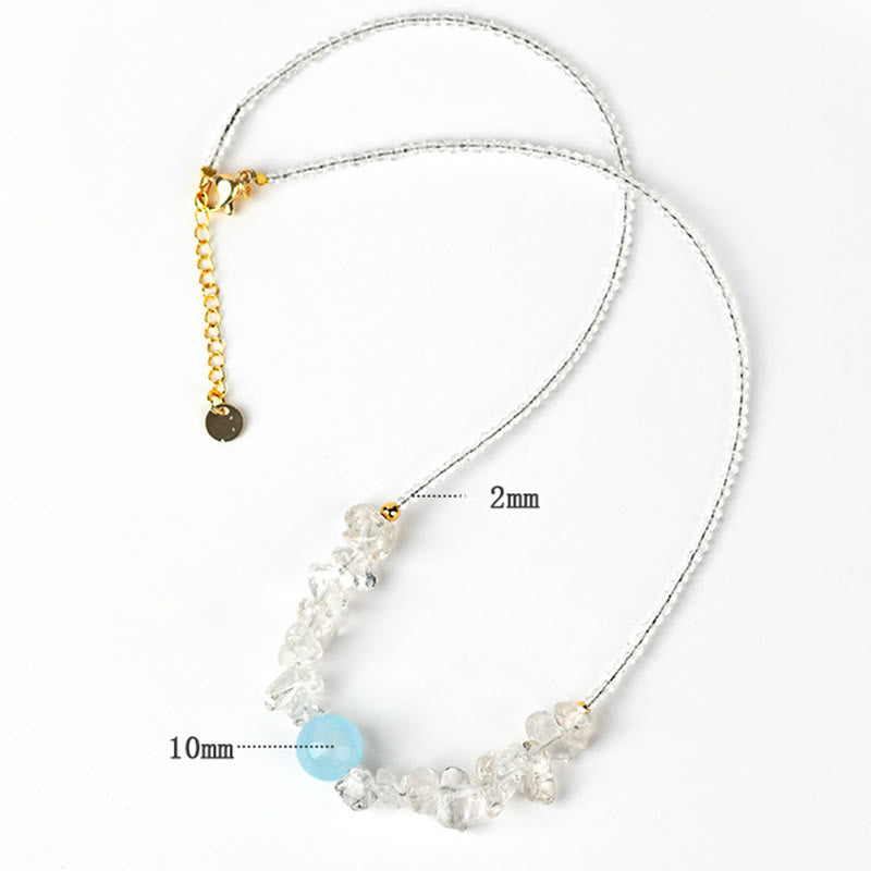 Buddha Stones Irregular White Crystal Aquamarine Bead Healing Necklace Pendant - image 7