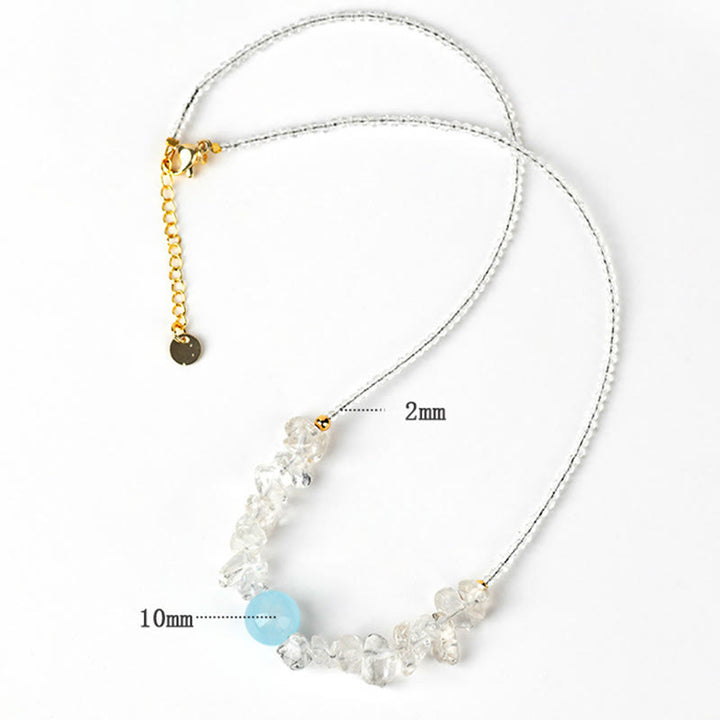 Buddha Stones Irregular White Crystal Aquamarine Bead Healing Necklace Pendant - image 7