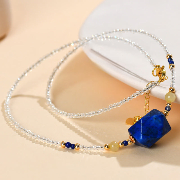 Buddha Stones White Crystal Lazurite Lapis Lazuli Healing Meditation Necklace Pendant - image 7