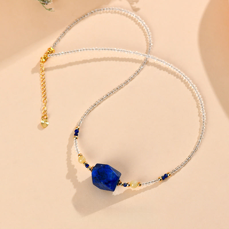 Buddha Stones White Crystal Lazurite Lapis Lazuli Healing Meditation Necklace Pendant - image 2