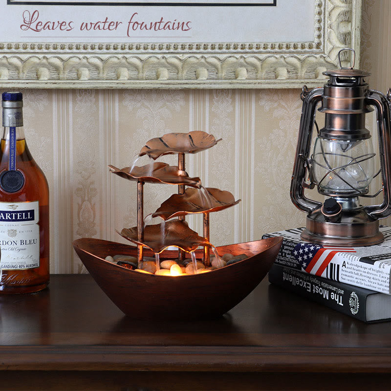 Buddha Stones Lotus Leaf Shaped Waterfall Fountain Tabletop Ornaments With LED Light Home Office Desktop Decoration - image 22