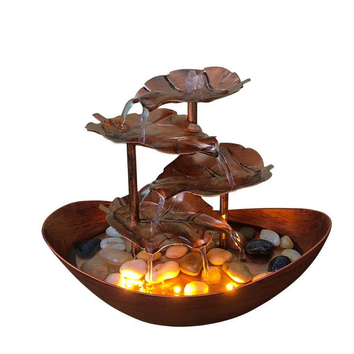 Buddha Stones Lotus Leaf Shaped Waterfall Fountain Tabletop Ornaments With LED Light Home Office Desktop Decoration - image 23