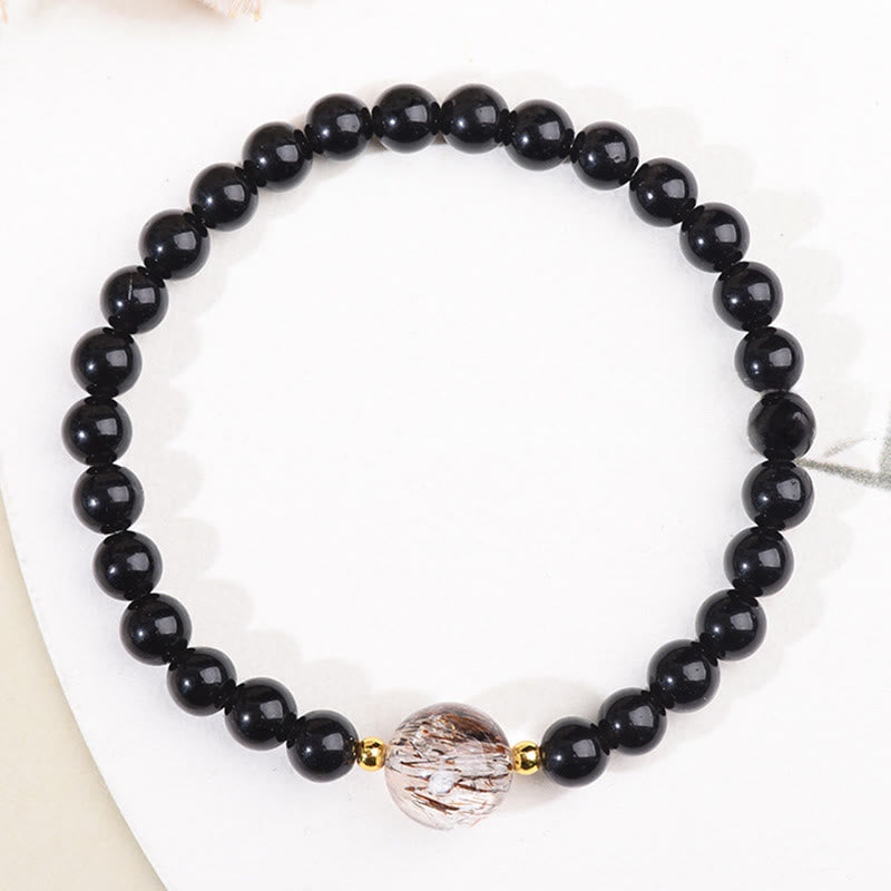 Buddha Stones Tiger Eye Black Obsidian Courage Beads Bracelet - image 7